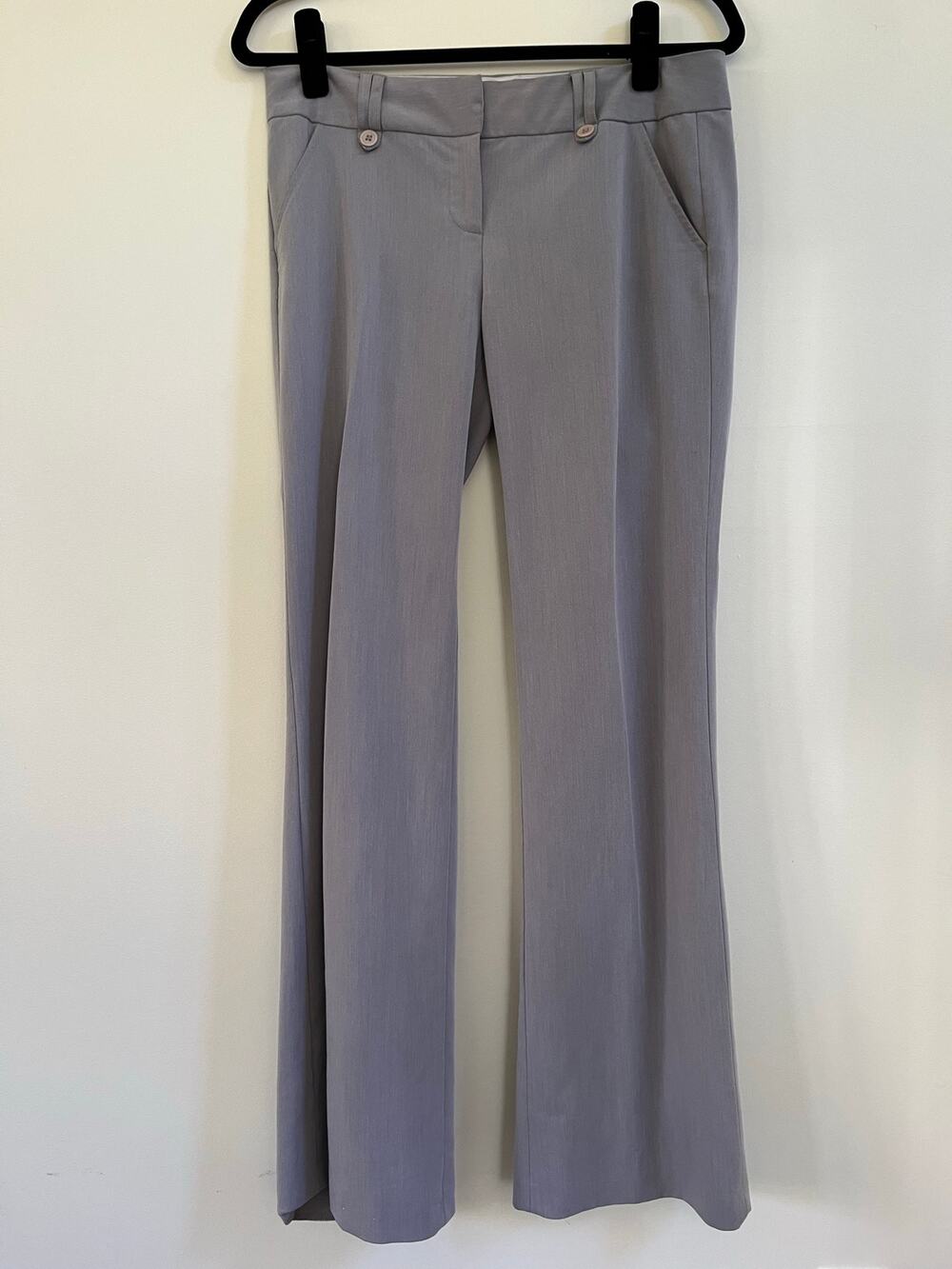 VTG 90s Be Cool Low Rise Grey Wide Leg Flare Trousers Dress Slacks Y2K Size M
